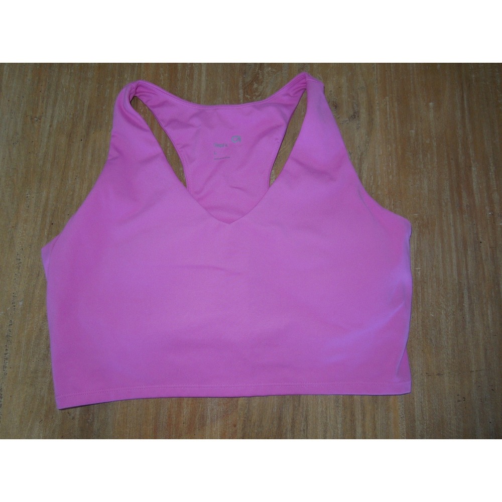 GapFit Womens Pink Racerback V-Neck Sports Bra Large Activewear Gym‎ Yoga L